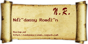 Nádassy Román névjegykártya
